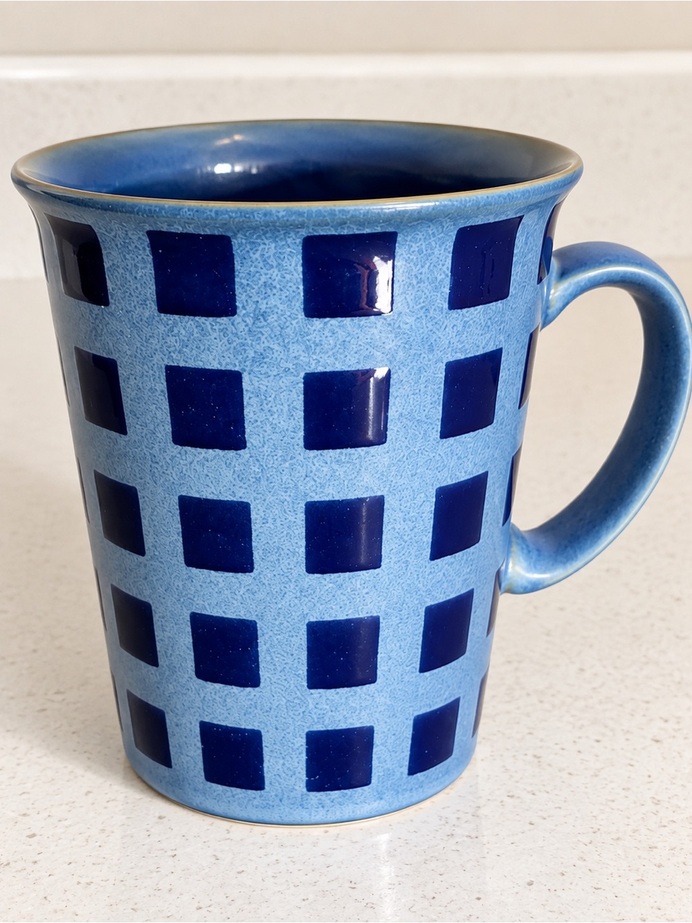 Denby Reflex Blue Squares Mug England Stoneware Coffee Cup